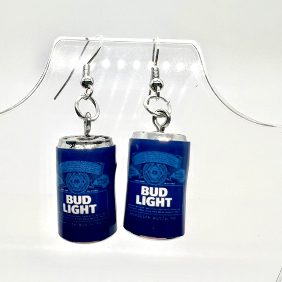 Bud Light Earrings - Beer Can Earrings - Alcohol Drink Earrings - Picture 1 of 10